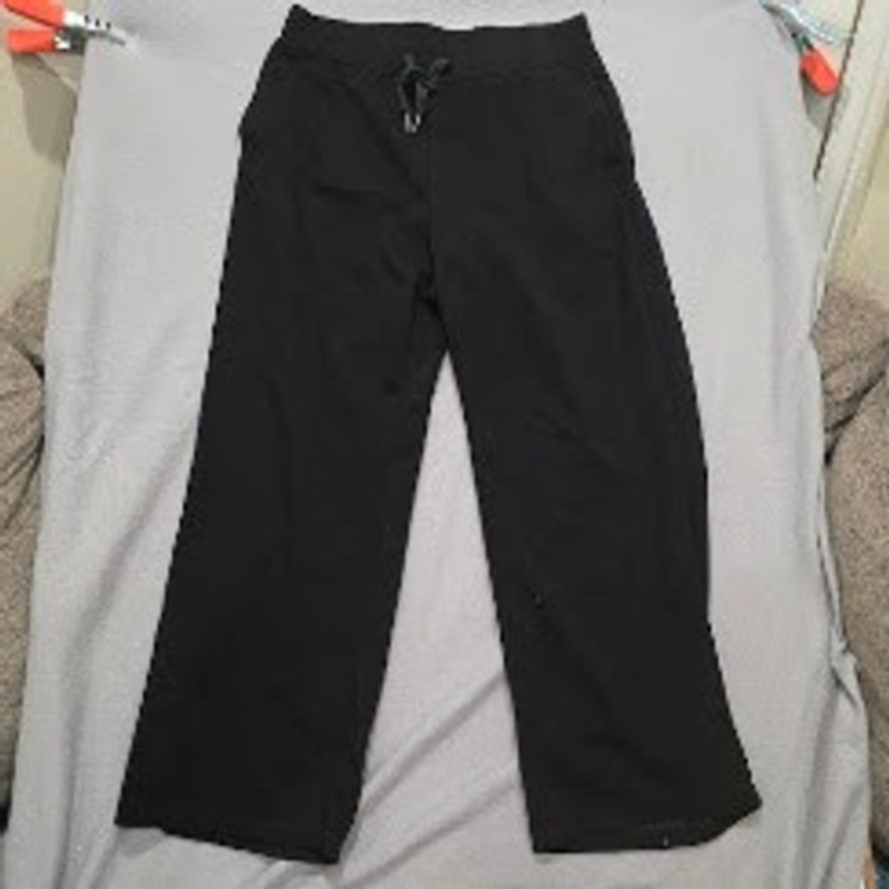 Black Wide Leg Sweatpants High Waisted Lounge Pants Drawstring Large